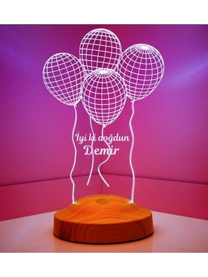 Uçan Balonlu Hediye Kişiye Özel 3D Balonlar LED Lamba, Doğum Günü Hediyesi Iyi Ki Doğdun