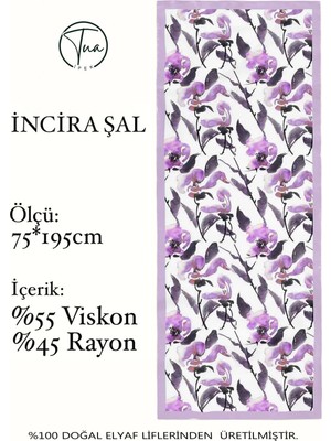Organic Viscose Ipeği Incira Şal - Floral Desenli