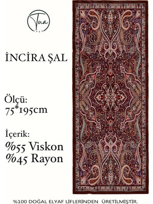Incira Organic Floş Viskon Şal - Etnik Çiçek Desenli