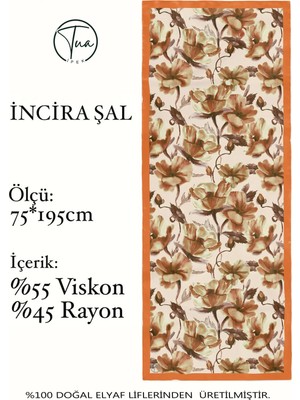 Organic Viscose Ipeği Incira Şal - Çiçek Desenli
