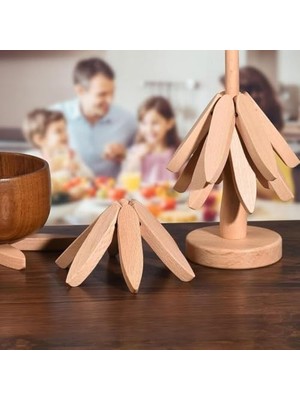 Ahşap Ağacı Figürü, Doğal Renk, Kayın Ağacı, 22.35 cm Yükseklik, Masa Üstü Dekoratif Süs