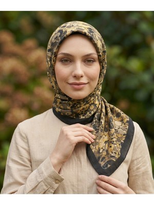 Ochre Desen 90X90CM Matte Cotton Eşarp