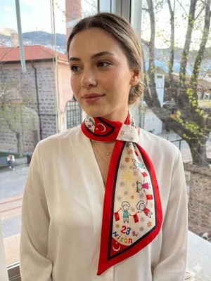 23 Nisan Temalı Desen Kravat/fular