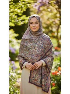 Incira Organic Floş Viskon Şal - Etnik Çiçek Desenli