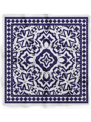 Mavi Kalkan Desen 60X60 cm Viskon Modal Erkek Bandana/fular