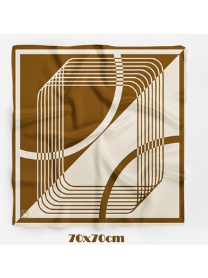 Kahve Urban Çizgi Desen 70*70CM Bandana/fular