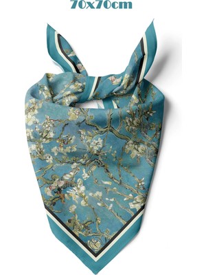 Blue Blossom Desen 70*70CM Bandana/fular