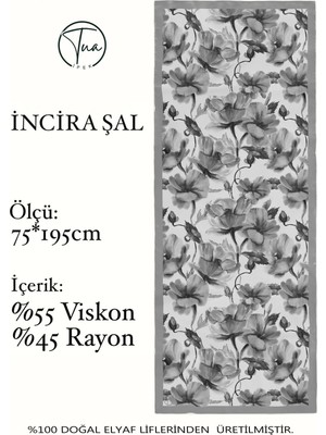 Organic Viscose Ipeği Incira Şal - Çiçek Desenli