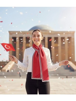 K.atatürk Imzalı Desen Şık & Zarif Kadın Aksesuarı Saten Fular 30X165CM