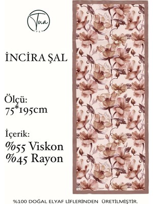 Organic Viscose Ipeği Incira Şal 75X195CM - Çiçek Desenli
