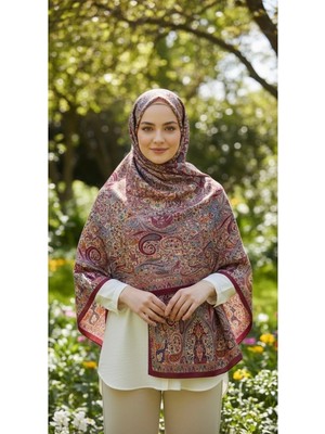 Incira Organic Floş Viskon Şal - Etnik Çiçek Desenli