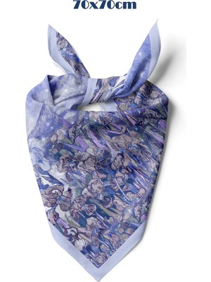 Süsen Bahçesi Lila Desen 70*70CM Bandana/fular