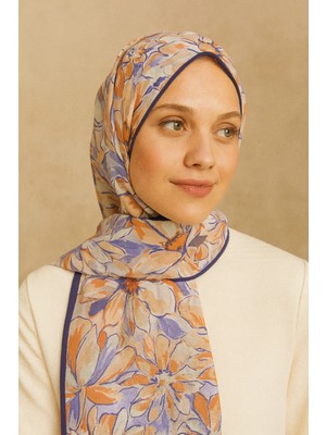 Flower Desen Fransız Ipeği Şal 70X180CM