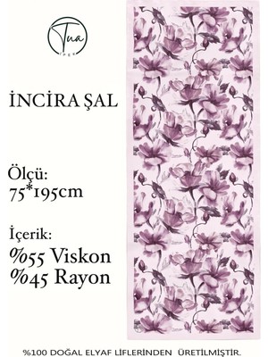 Organic Viscose Ipeği Incira Şal - Çiçek Desenli