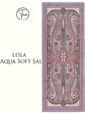 Leila Aqua Soft Coton Şal - Etnik Desenli