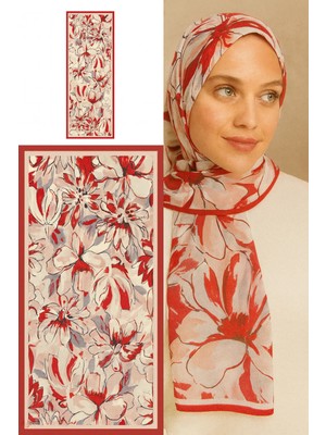Flower Desen Fransız Ipeği Şal 70X180CM