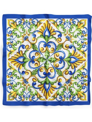 Italyan Çiçekli Çini Desen Bandana/fular