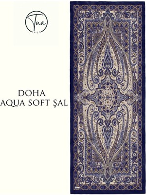 Doha Aqua Soft Coton Şal - Etnik Desenli