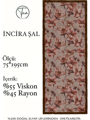 Organic Viscose Ipeği Incira Şal - Çiçek Desenli