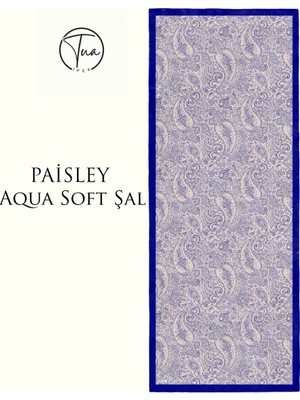 Paisley Aqua Soft Coton Şal - Etnik Desenli
