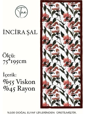 Organic Viscose Ipeği Incira Şal - Floral Desenli