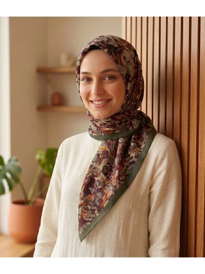 Ochre Desen 90X90CM Matte Cotton Eşarp