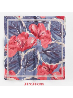 Kızıl Mavi Floral Desen 70*70CM Bandana/fular