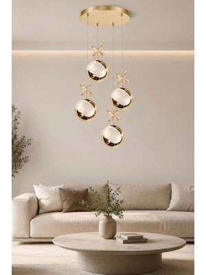 Eray Aydınlatma 6025-3+1 4lü Sarı Sarkıt LED Avize