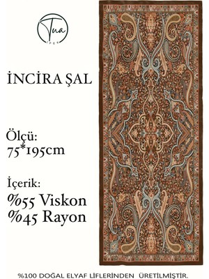 Incira Organic Floş Viskon Şal - Etnik Çiçek Desenli
