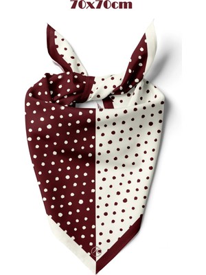 Ikilem Puantiye Desen Mürdüm 70*70CM Bandana/fular