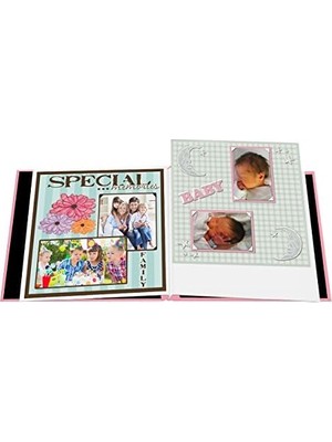 Albums Kolaj Çerçevesi Kabartmalı Inç Bebek Inç Dikişli Deri Kılıf Bellek Defteri, Bebek Pembesi,