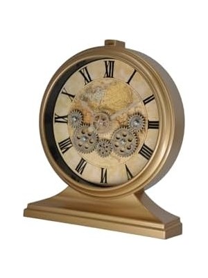 Premium Serisi Modern Kadranlı Döner Çarklı 32X28 cm Ev ve Ofis Masa ve Duvar Saati Roma Rakamlı Harita Baskılı
