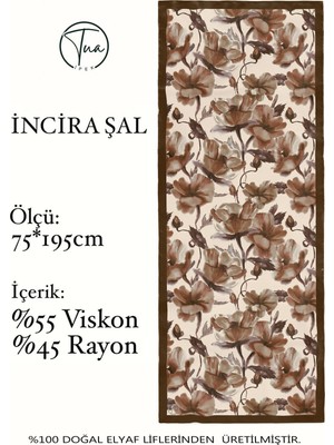 Organic Viscose Ipeği Incira Şal - Çiçek Desenli