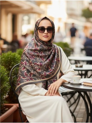 Vivid Floral Desen Pure Touch Koton Şal 75X185CM