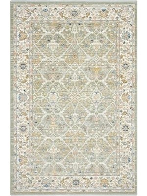 Zaraf Mint Yeşil Halı Etnik Desen Ince Eskitme Halı Oturma Odası Salon Yazlık Halı