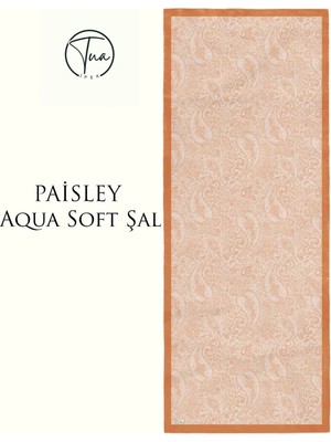Paisley Aqua Soft Coton Şal - Etnik Desenli