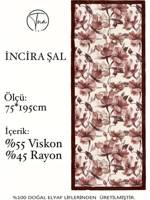 Organic Viscose Ipeği Incira Şal - Çiçek Desenli