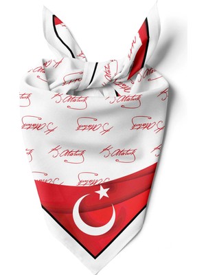 K.atatürk Imzalı Türk Bayrağı Desen Bandana/fular