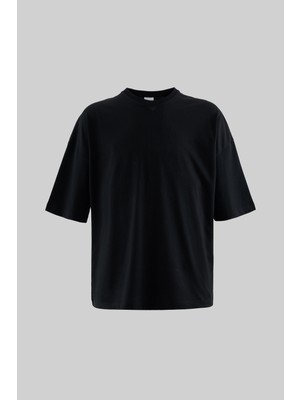 Machinist Erkek Süper Oversize Basic Tişört Siyah