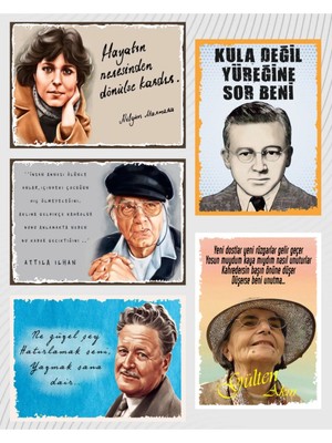 hediyeniburadabul 5 Parça Şiir/şair Tasarımlı Tablo Seti