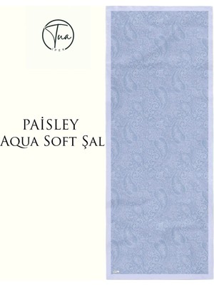 Paisley Aqua Soft Coton Şal - Etnik Desenli