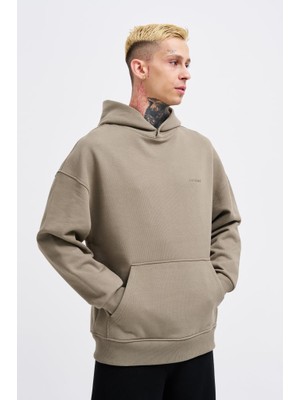 Machinist Erkek Basic Diagonel Kapüşonlu Sweatshirt Haki