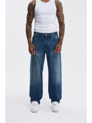 Machinist Erkek Carpenter Baggy Jean Pantolon Mavi