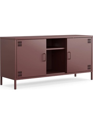 Furni 24 Pera Tv Ünitesi, Tv Dolabı,2 Kapaklı, Açık Raflı 130,50 x 40 x 64,50 cm Ral 3005 Mürdüm