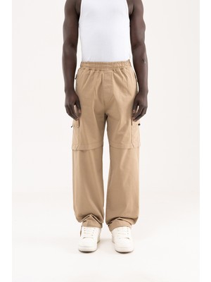 Machinist Erkek Baggy Kargo Pantolon Bej