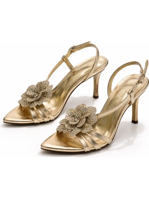 Patron Shoes Kadın Taş Detaylı Ince Topuklu Stiletto Sandalet Şık Abiye Ayakkabı
