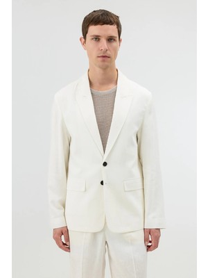 Antioch Ekru Keten Karışımlı Erkek Blazer Ceket