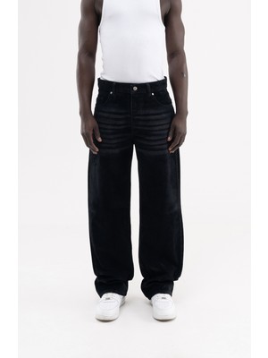 Machinist Erkek Suede Finish Baggy Jean Pantolon Siyah