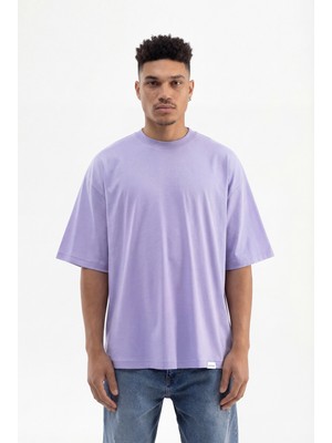 Machinist Erkek Basic Super Pamuklu Oversize Tişört Lila