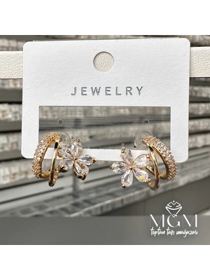 Aslanoğlu Store Zirkon Taşlı Pirinç Küpeler - KP00124